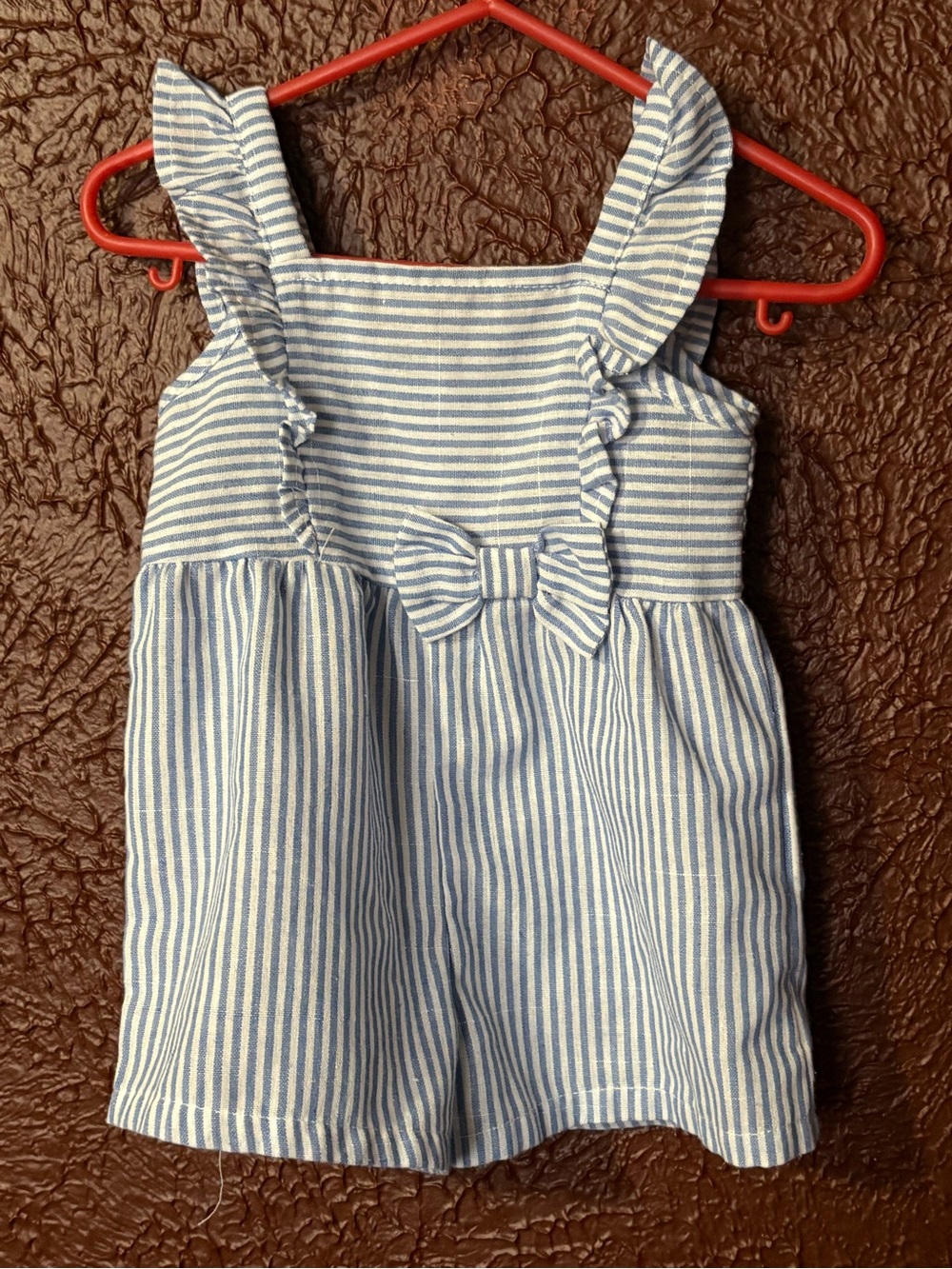 Blue and White Striped Girls' Bow-Front Dress - Kids Bottoms